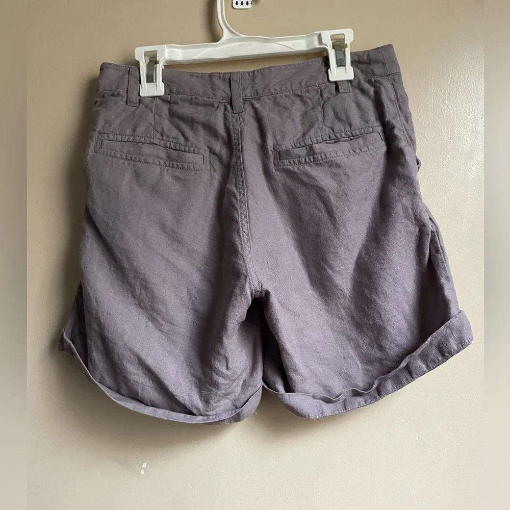 Fat Face X Baird McNutt Irish linen shorts size 2 mauve purple grey